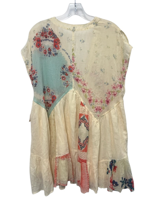Free People Size S Yellow, blue, red Cotton Floral Patchwork swing Dress Yellow, blue, red / S