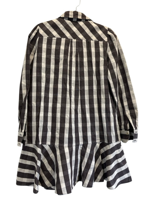 Tuckernuck Size XXS Brown & White Cotton & Linen Gingham Button Down Dress Brown & White / XXS