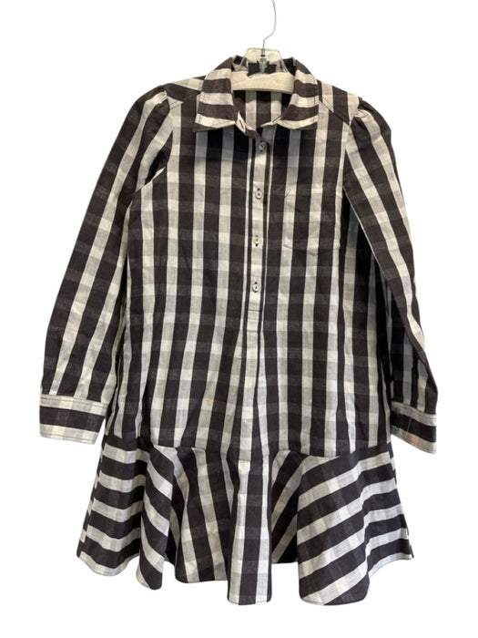 Tuckernuck Size XXS Brown & White Cotton & Linen Gingham Button Down Dress Brown & White / XXS