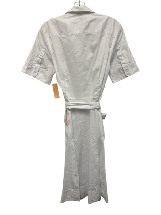 Lauren Ralph Lauren Size 10 White Cotton Blend Button Down Sash Midi Dress White / 10