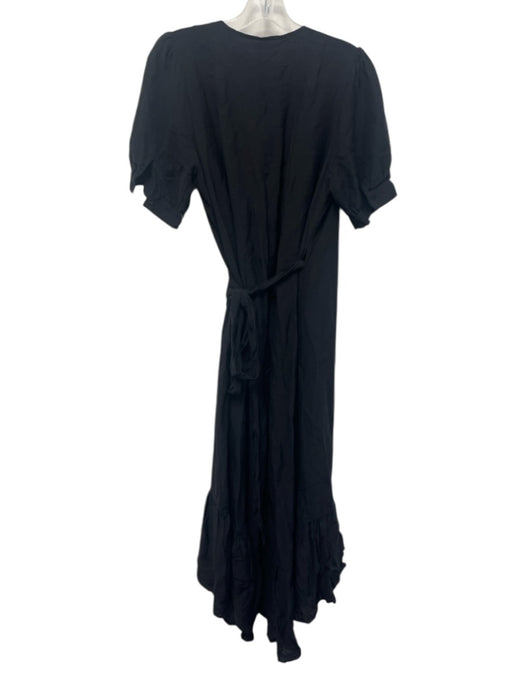 Scotch & Soda Size 36 Black Viscose Blend Wrap Tie Waist Midi Dress Black / 36