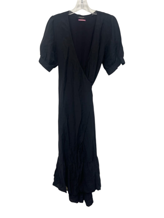 Scotch & Soda Size 36 Black Viscose Blend Wrap Tie Waist Midi Dress Black / 36