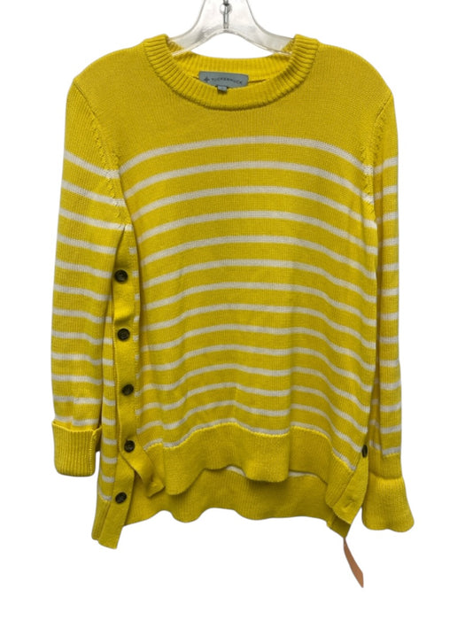 Tuckernuck Size S Yellow & White Cotton Knit Stripe Side Buttons Sweater Yellow & White / S