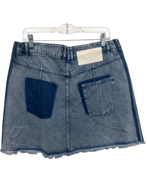 Adidas Size L Medium Wash Cotton Frayed Hem Side Stripe Above Knee Skirt Medium Wash / L