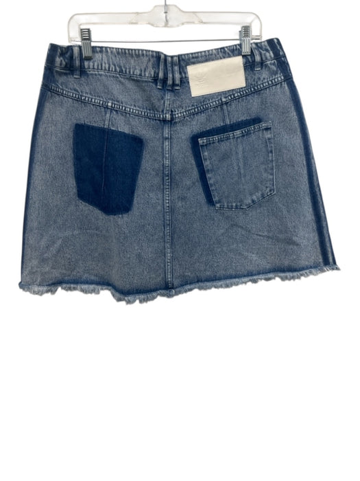 Adidas Size L Medium Wash Cotton Frayed Hem Side Stripe Above Knee Skirt Medium Wash / L