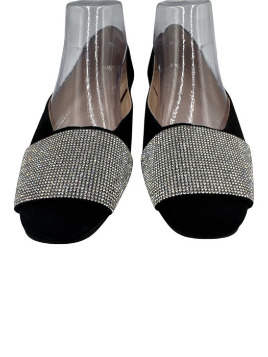 Patricia Green Shoe Size 9 Black & Silver Leather Upper Suede Rhinestone Flats Black & Silver / 9