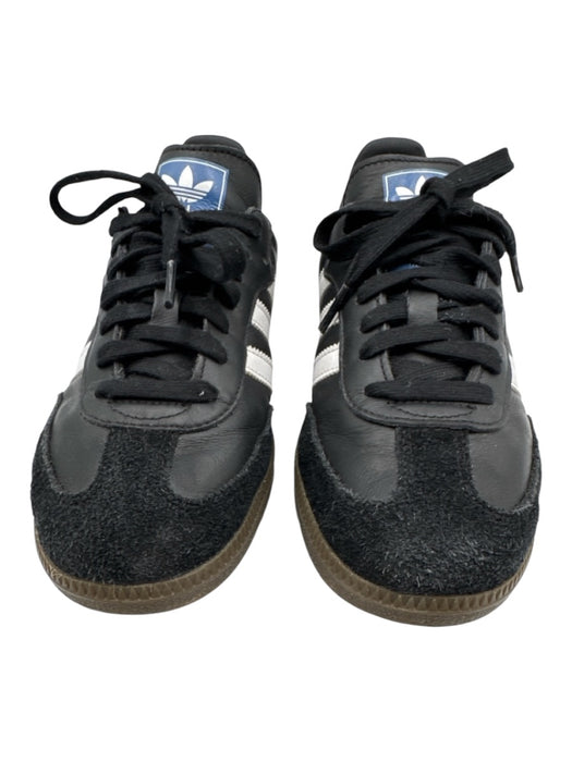 Adidas Shoe Size 7 Black & White Leather Upper Stripe Lace Up Low Top Sneakers Black & White / 7