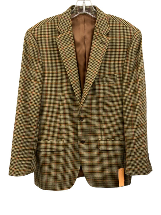 Miller Brothers Tan & Black Wool Blend Plaid 2 Button Men's Blazer Tan & Black / 38R