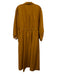 Maeve Size M Orange Cotton Long Sleeve Split Neck Elastic Waist Midi Dress Orange / M