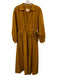 Maeve Size M Orange Cotton Long Sleeve Split Neck Elastic Waist Midi Dress Orange / M