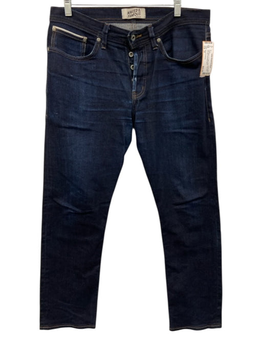 Naked & Famous Size 33 Dark Wash Cotton Solid Slim Selvedge Men's Pants Dark Wash / 33