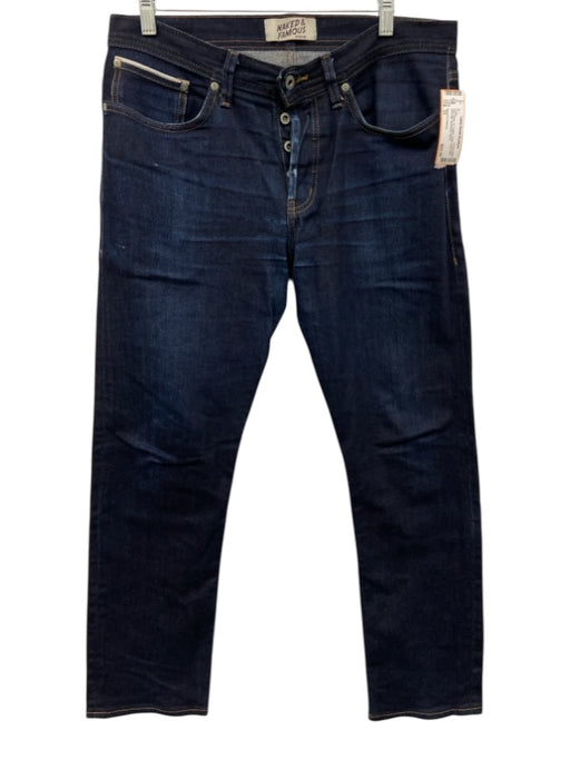 Naked & Famous Size 33 Dark Wash Cotton Solid Slim Selvedge Men's Pants Dark Wash / 33