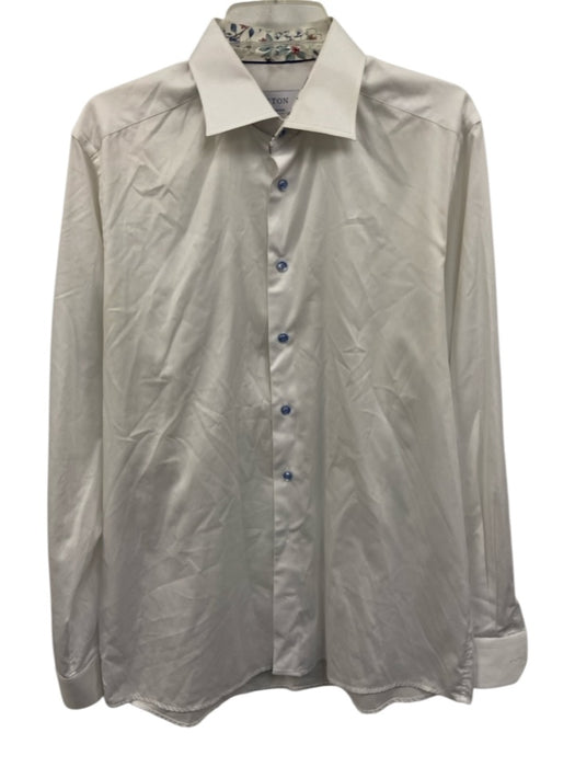 Eton Size 16 White Cotton Solid Button Up Spread Collar Men's Long Sleeve Shirt White / 16