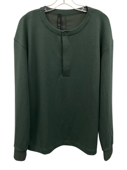 Lululemon Size L Green Synthetic Solid Quarter Button Men's Long Sleeve Shirt Green / L