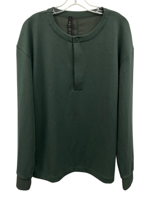 Lululemon Size L Green Synthetic Solid Quarter Button Men's Long Sleeve Shirt Green / L