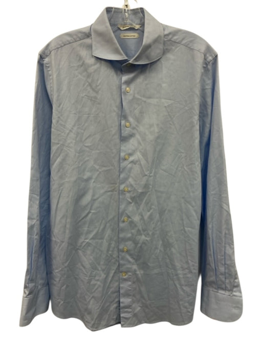 Suitsupply Size 16 Light blue Cotton Solid Button Up Men's Long Sleeve Shirt Light blue / 16