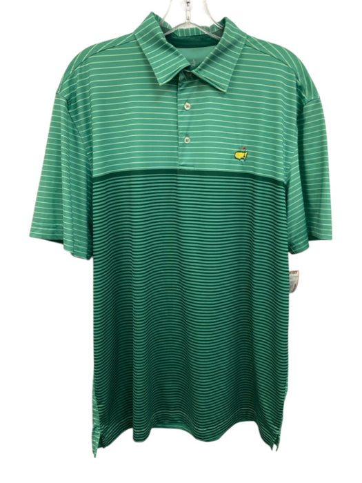 Masters Size M Green Synthetic Striped Polo Athleisure Men's Short Sleeve Green / M