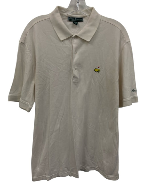 Masters Size L White Cotton Solid Polo Men's Short Sleeve White / L