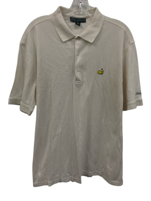 Masters Size L White Cotton Solid Polo Men's Short Sleeve White / L