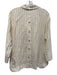 Hinson Wu Size 12 White & Beige Linen Striped 3/4 Sleeve 1/2 Button Collared Top White & Beige / 12
