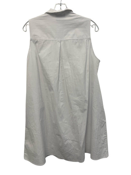 Tuckernuck Size L White Gray Cotton Sleeveless Button Front Collared Dress White Gray / L