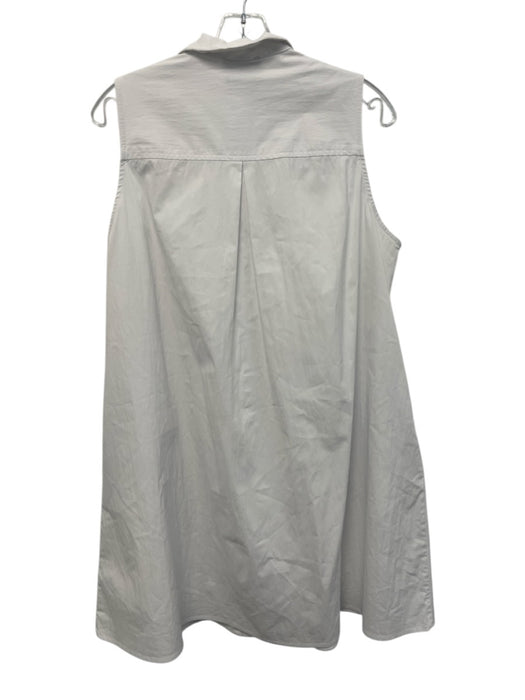 Tuckernuck Size L White Gray Cotton Sleeveless Button Front Collared Dress White Gray / L