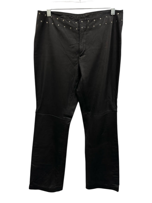 Harley Davidson Size 8 Black Leather Studded Zip Ankles Flare Biker Pants Black / 8