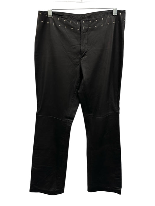 Harley Davidson Size 8 Black Leather Studded Zip Ankles Flare Biker Pants Black / 8