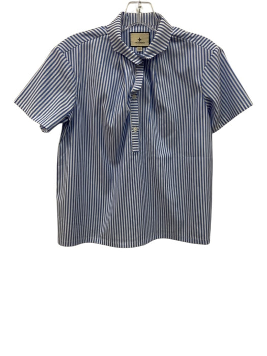 Tuckernuck Size XXS Blue & White Polyester Short Sleeve Stripe Buttons Top Blue & White / XXS