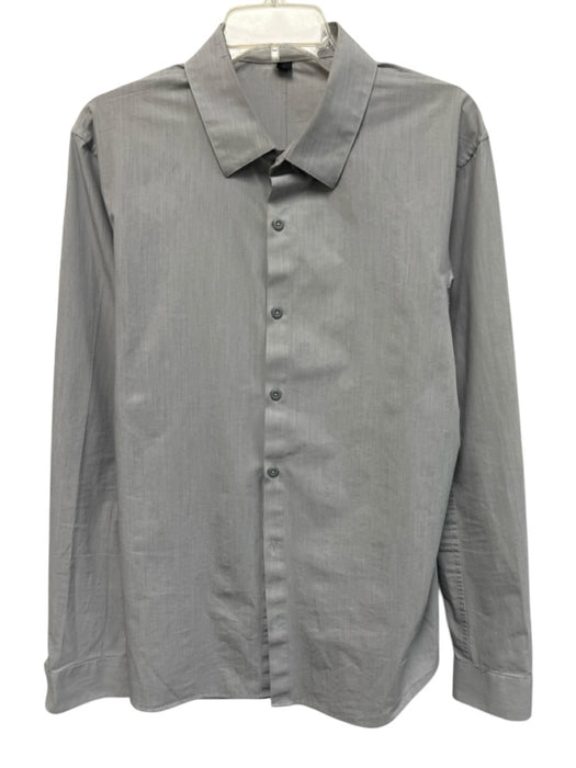 Lululemon Size L Gray Solid Button Down Men's Long Sleeve Shirt Gray / L