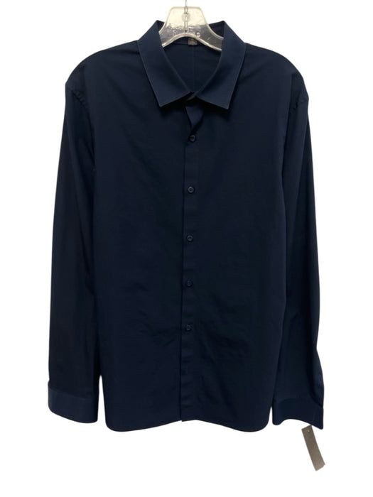 Lululemon Size L Navy Blue Solid Button Down Men's Long Sleeve Shirt Navy Blue / L