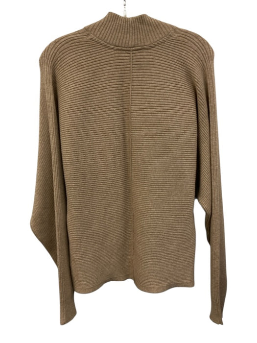 Maeve Size M Beige Viscose Blend Ribbed Knit V Neck Shawl Collar Sweater Beige / M