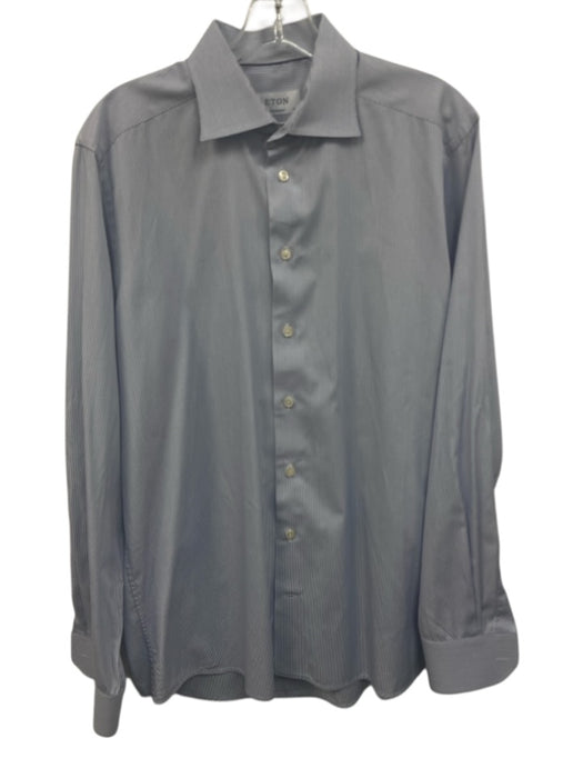 Eton Size 16.5 Blue & White Cotton Stripe Button up Men's Long Sleeve Shirt Blue & White / 16.5