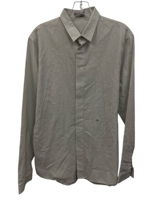 Christian Dior Size 41 White & Black Cotton Striped Men's Long Sleeve Shirt White & Black / 41