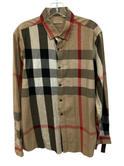 Burberry Brit Size xxxl Brown & Multi Cotton Novacheck Men's Long Sleeve Shirt Brown & Multi / xxxl