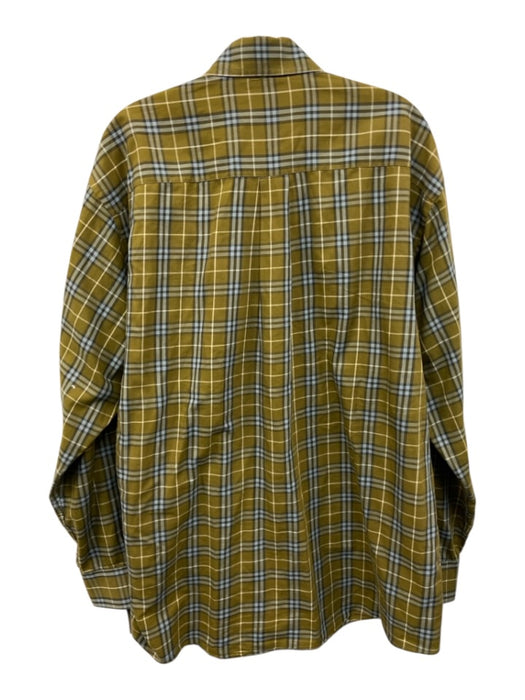 Burberry London Size L Blue, Green & White Cotton Plaid Men's Long Sleeve Shirt Blue, Green & White / L