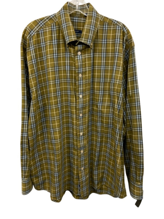 Burberry London Size L Blue, Green & White Cotton Plaid Men's Long Sleeve Shirt Blue, Green & White / L