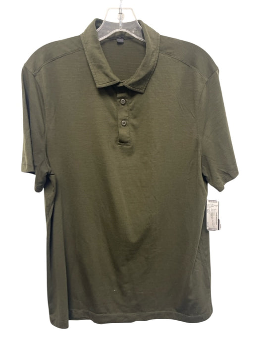 Lululemon Size Est L Olive Green Synthetic Solid Athletic Polo Short Sleeve Olive Green / Est L