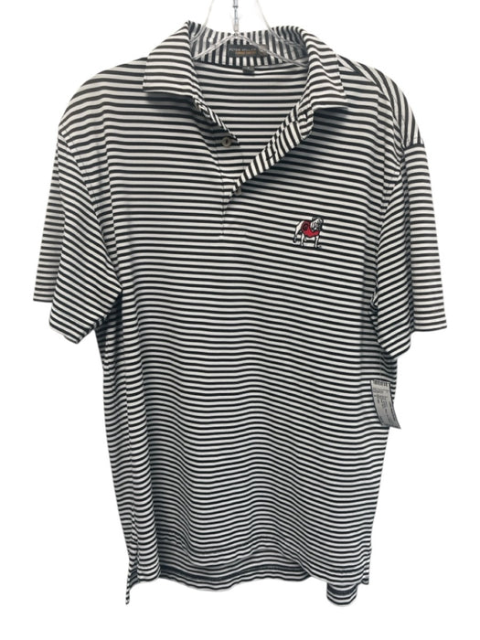 Peter Millar Size S Black Synthetic Striped Polo Athleisure Men's Short Sleeve Black / S