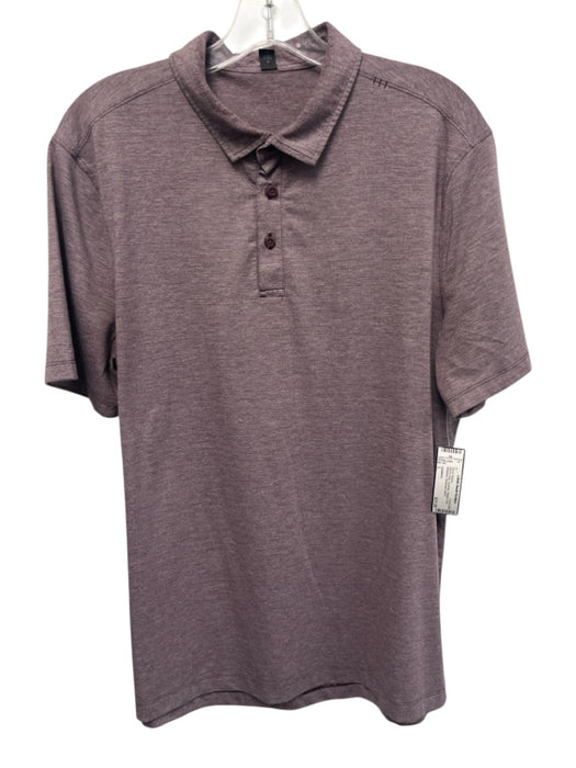 Lululemon Size L Red & Gray Synthetic Striped Polo Athleisure Men's Short Sleeve Red & Gray / L