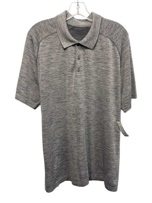 Lululemon Size Est XL Gray Synthetic Heathered Polo Athleisure Short Sleeve Gray / Est XL