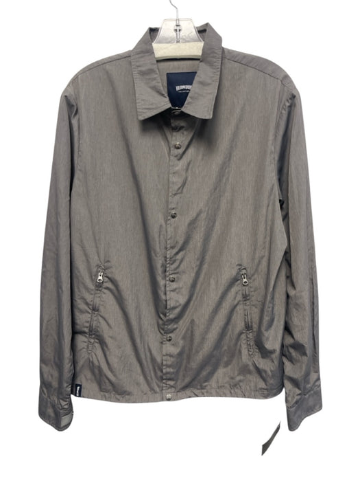 Vilebrequin Size M Gray Synthetic Solid Athletic Button up Long Sleeve Shirt Gray / M