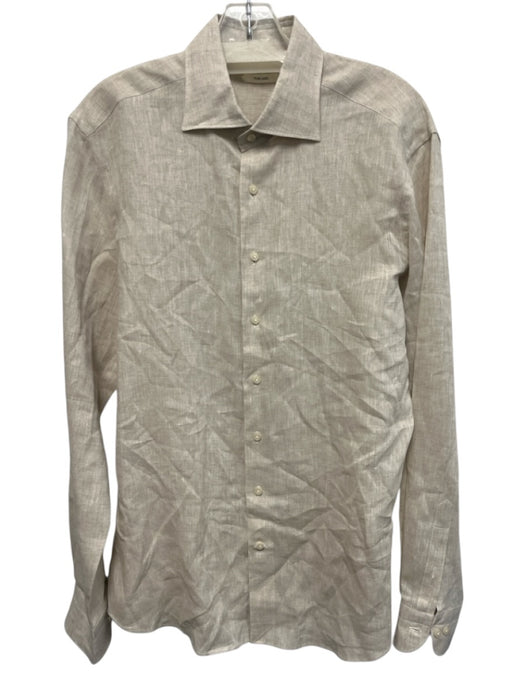 Suitsupply Size 15.75 Beige Linen Solid Button Up Men's Long Sleeve Shirt Beige / 15.75