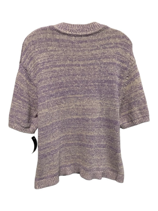 M.M. Lafleur Size XL Purple & Cream Cotton Blend Heathered Knit Pullover Sweater Purple & Cream / XL
