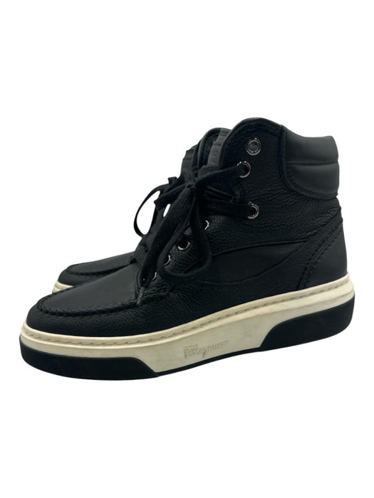 Salvatore Ferragamo Shoe Size 9 Black Leather Upper Stitch Detail Sneakers Black / 9