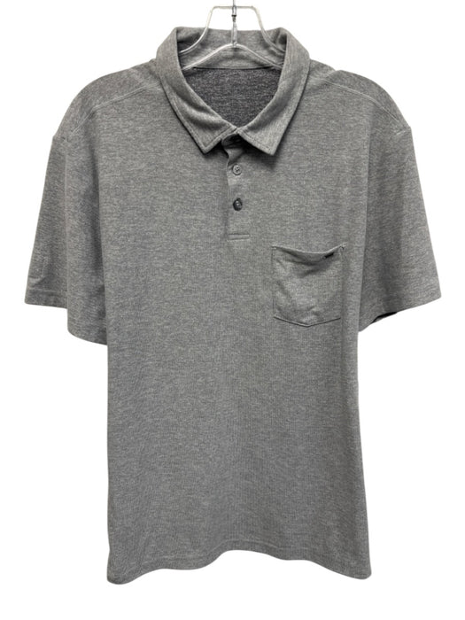 Vuori Size L Gray Synthetic Solid Athletic Polo Men's Short Sleeve Gray / L