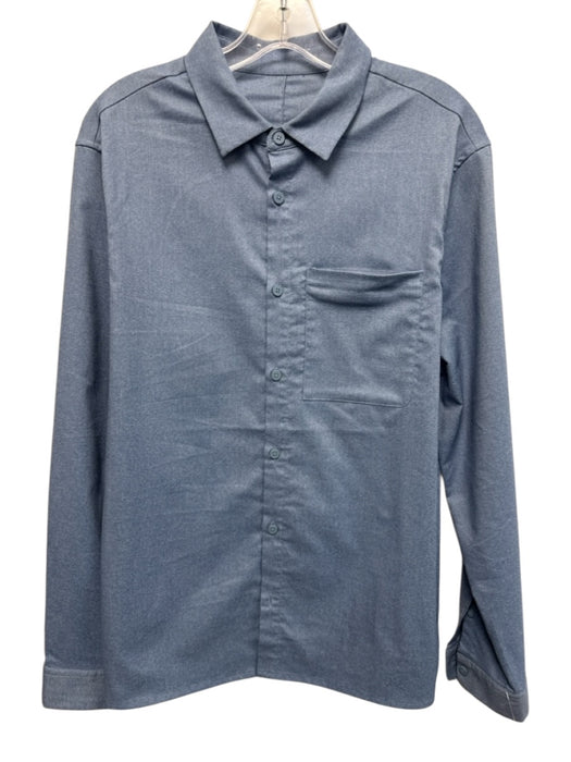 Lululemon Size Est M Blue Synthetic Solid Athletic Button up Long Sleeve Shirt Blue / Est M