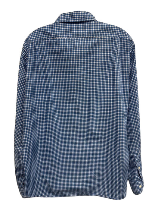 Sid Mashburn Size XL Blue & White Cotton Plaid Button Up Men's Long Sleeve Shirt Blue & White / XL