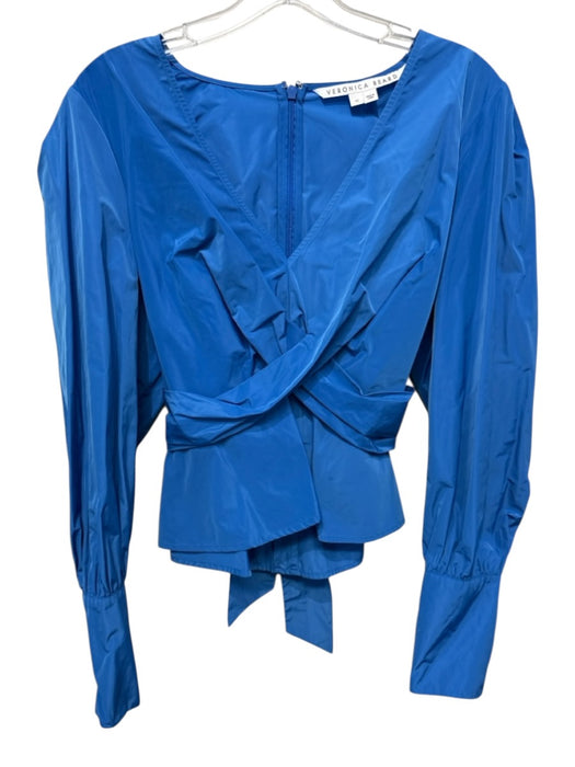 Veronica Beard Size 10 Blue Polyester Back Zip Wrap Tie Detail Top Blue / 10
