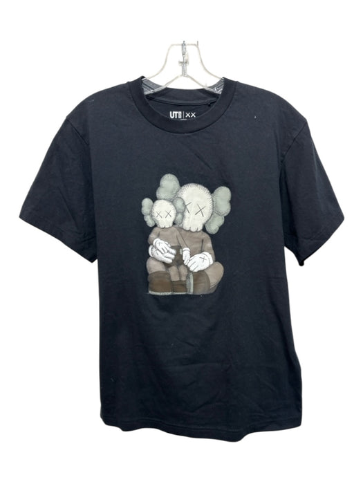 Uniqlo Size S Black Cotton Blend logo T shirt Crew Men's Short Sleeve Black / S